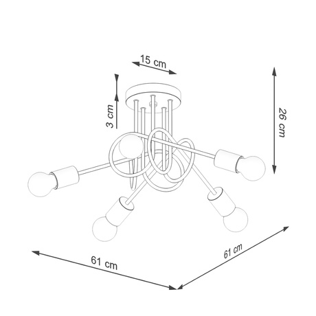Żyrandol EMBER 5 biały + 5x Żarówka LED E27 4000K Zimna 7,5W 690lm