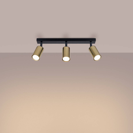 Plafon WINX 3 czarny/złoty + 3x Żarówka LED GU-10 3000K Ciepła 7W 510lm