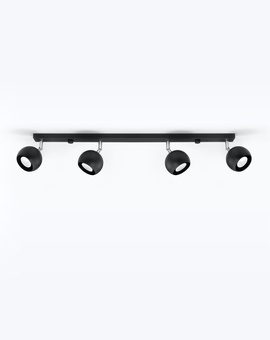 Plafon OCULARE 4L czarny + 4x Żarówka LED GU-10 4000K Zimna 7W 630lm