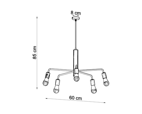 Żyrandol DUOMO 5 + 5x Żarówka LED E27 4000K Zimna 7,5W 650lm