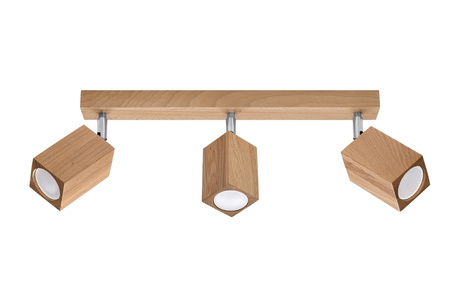 Plafon KEKE 3 dąb + 3x Żarówka LED GU-10 4000K Zimna 7W 630lm