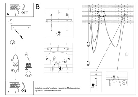 Lampa wisząca EDISON 3 czarny + 3x Żarówka LED E27 3000K Ciepła 7,5W 620lm
