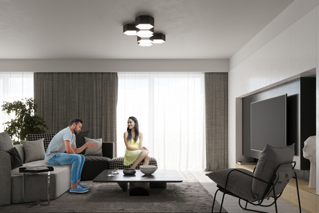 Plafon SUNDE 13 czarny + 2x Żarówka LED E27 4000K Zimna 7,5W 650lm