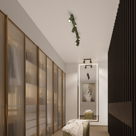 Kinkiet KARBON zielony oliwkowy z włącznikiem + 1x Żarówka LED GU-10 3000K Ciepła 7W 510lm