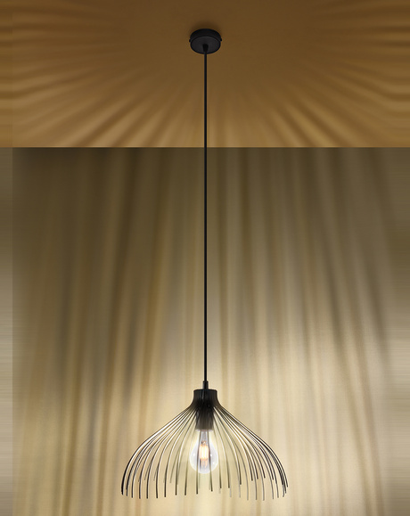 Lampa wisząca UMB czarna + 1x Żarówka LED E27 3000K Ciepła 7,5W 620lm