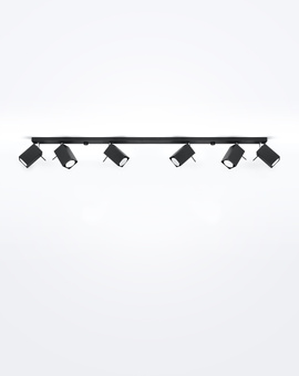 Plafon MERIDA 6L czarny + 6x Żarówka LED GU-10 4000K Zimna 7W 630lm
