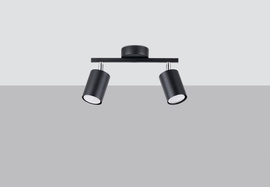 Plafon LEMMI 2 czarny + 2x Żarówka LED GU-10 3000K Ciepła 7W 510lm