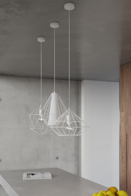 Lampa wisząca DEMI biała + 1x Żarówka LED E27 3000K Ciepła 7,5W 620lm