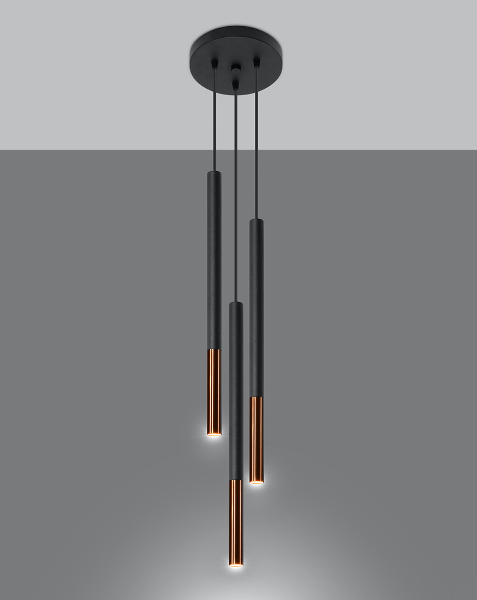 Lampa wisząca MOZAICA 3P czarny/miedź + 3x Żarówka LED G9 4000K Zimna 3W 204lm