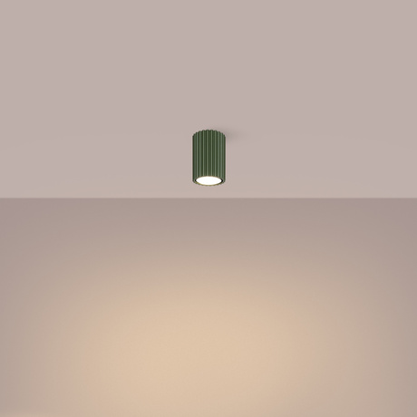 Plafon KARBON 10 zielony oliwkowy + 1x Żarówka LED GU-10 3000K Ciepła 7W 510lm