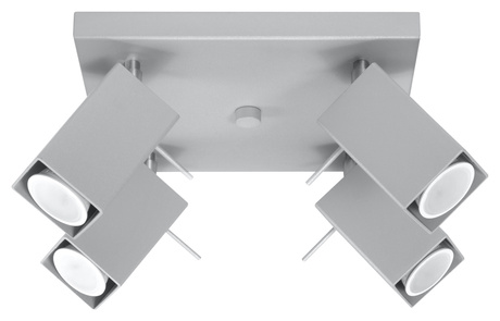 Plafon MERIDA 4 szary + 4x Żarówka LED GU-10 4000K Zimna 7W 630lm