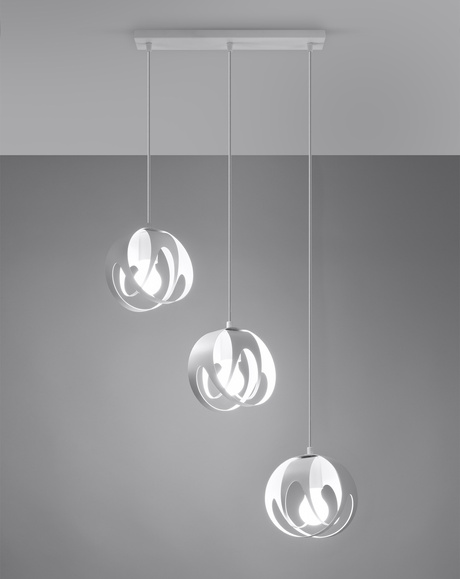 Lampa wisząca TULOS 3L biała + 3x Żarówka LED E27 3000K Ciepła 7,5W 620lm