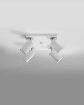 Plafon RING 4 biały + 4x Żarówka LED GU-10 4000K Zimna 7W 630lm