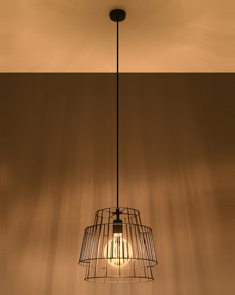 Lampa wisząca GATE czarna + 1x Żarówka LED E27 3000K Ciepła 7,5W 620lm