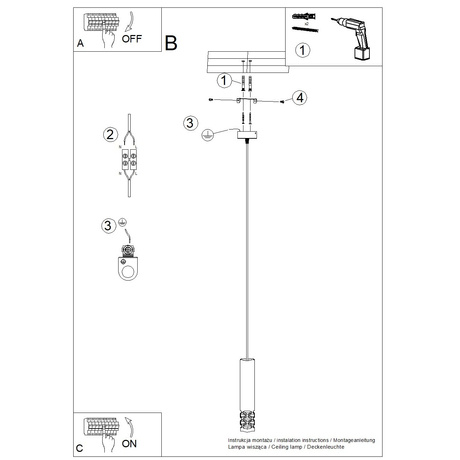 Lampa wisząca LIRO 1 biały + 1X Żarówka LED GU-10 4000K Zimna 7W 530lm