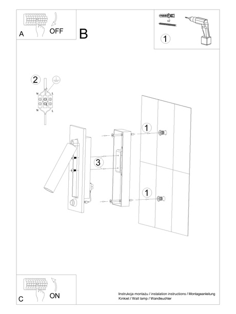 Kinkiet ENIF czarny + 1x Żarówka LED G9 4000K Zimna 3W 204lm