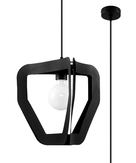 Lampa wisząca TRES czarna + 1x Żarówka LED E27 3000K Ciepła 7,5W 620lm