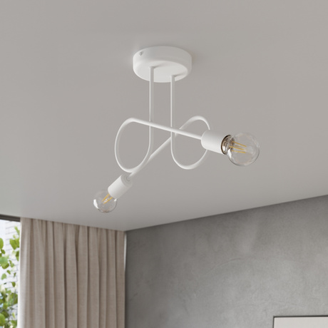 Żyrandol LOOP 2 biały + 2x Żarówka LED E27 4000K Zimna 7,5W 690lm