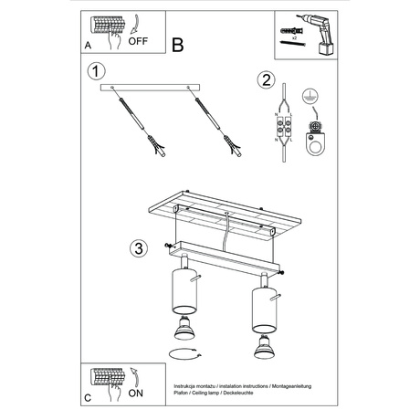 Plafon RING 2 zielony oliwkowy +2x Żarówka LED GU-10 3000K Ciepła 7W 510lm