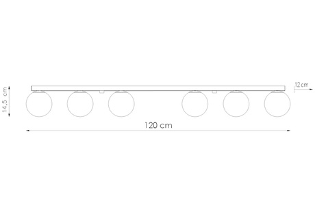 Plafon YOLI 6 czarny + 6x Żarówka LED G9 4000K Zimna 4,5W 460lm