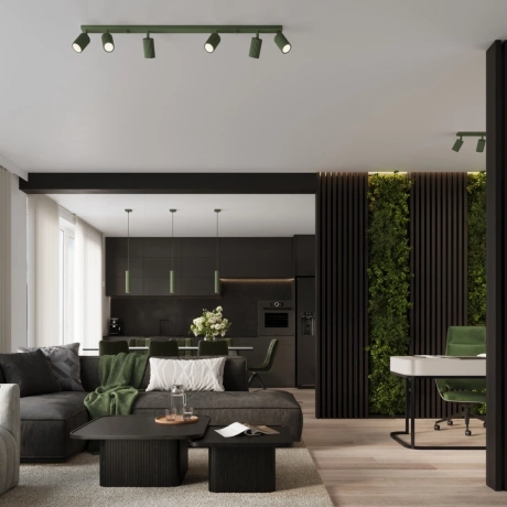 Lampa wisząca KARBON 3L zielona oliwka