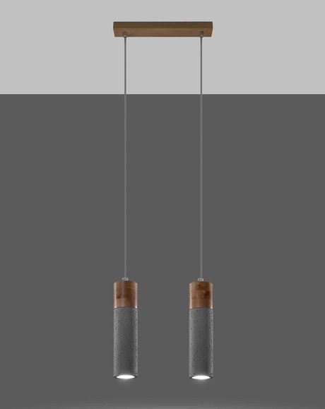 Lampa wisząca ZANE 2 szara + 2x Żarówka LED GU-10 4000K Zimna 7W 630lm