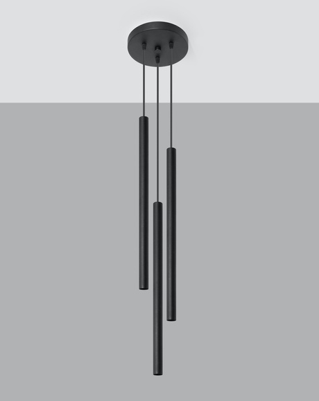 Lampa wisząca PASTELO 3P czarny + 3x Żarówka LED G9 4000K Zimna 3W 204lm