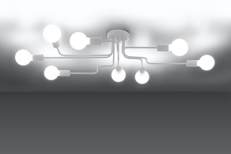 Żyrandol HECTOR 8 biały + 8x Żarówka LED E27 4000K Zimna 7,5W 650lm