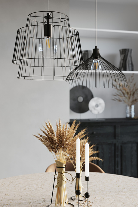 Lampa wisząca UMB czarna + 1x Żarówka LED E27 3000K Ciepła 7,5W 620lm