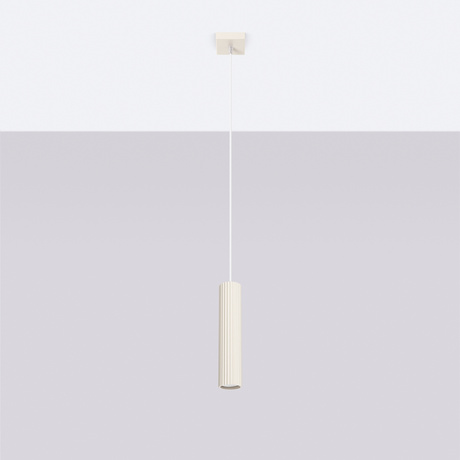 Lampa wisząca KARBON 1 beżowy + 1x Żarówka LED GU-10 3000K Ciepła 7W 510lm