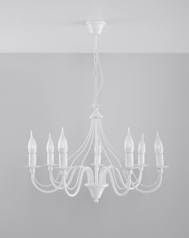 Żyrandol MINERWA 7 biały  + 7x Żarówka LED E14 3000K Ciepła 7,5W 620lm