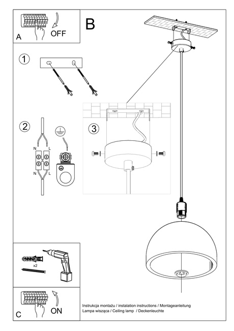 Lampa wisząca PABLITO + 1x Żarówka LED E27 4000K Zimna 7,5W 650lm
