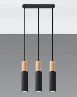 Lampa Wisząca PABLO 3 czarna + 3x Żarówka LED GU-10 3000K Ciepła 7W 620lm