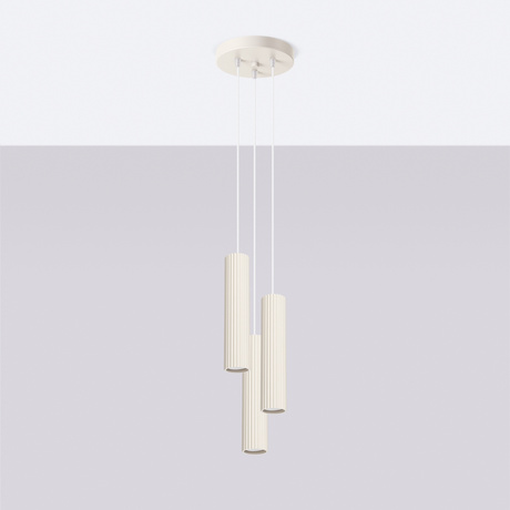 Lampa wisząca KARBON 3P beżowy + 3x Żarówka LED GU-10 3000K Ciepła 7W 510lm