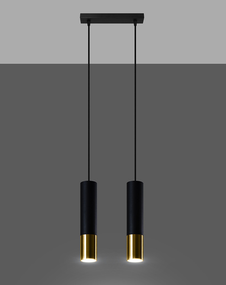 Lampa Wisząca LOOPEZ 2 czarny/złoto + 2x Żarówka LED GU-10 3000K Ciepła 7W 620lm