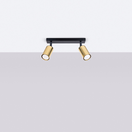 Plafon WINX 2 czarny/złoty + 2x Żarówka LED GU-10 4000K Zimna 7W 530lm