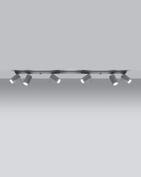 Plafon RING 6L szary + 6x Żarówka LED GU-10 4000K Zimna 7W 630lm