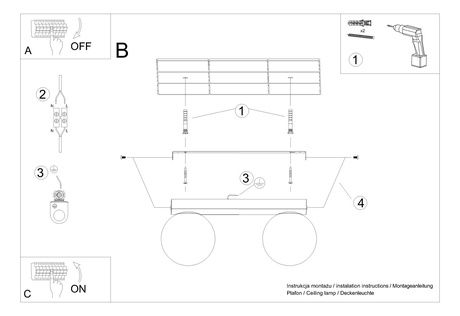 Plafon YOLI 2 biały + 2x Żarówka LED G9 3000K Ciepła 4,5W 450lm