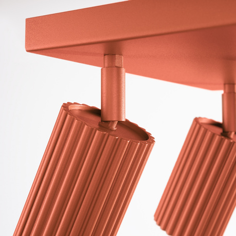 Plafon KARBON 4 ochra czerwona + 4x Żarówka LED GU-10 4000K Zimna 7W 530lm