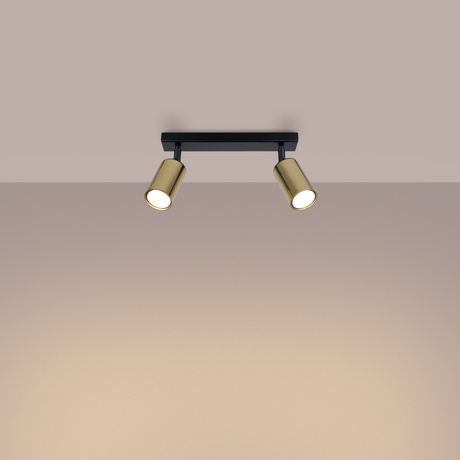 Plafon WINX 2 czarny/złoty + 2x Żarówka LED GU-10 3000K Ciepła 7W 510lm