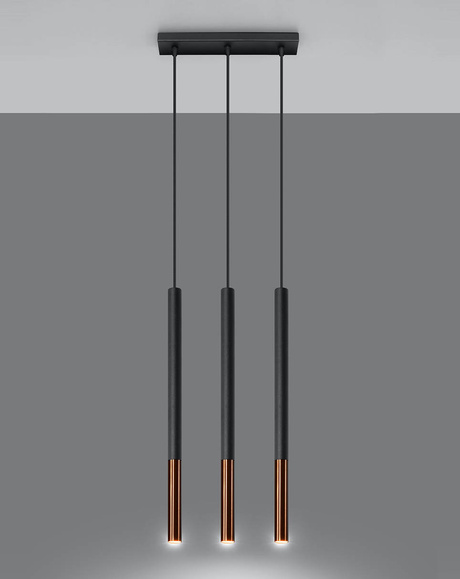 Lampa wisząca MOZAICA 3L czarny/miedź + 3x Żarówka LED G9 4000K Zimna 3W 204lm