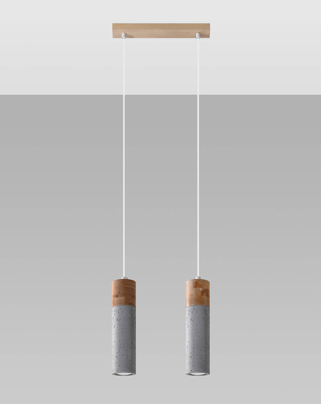 Lampa wisząca ZANE 2 szara + 2x Żarówka LED GU-10 3000K Ciepła 7W 620lm