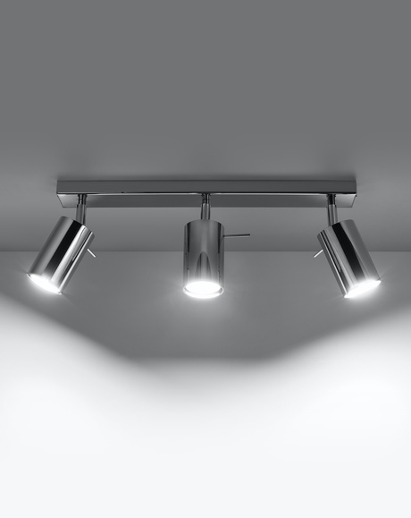 Plafon RING 3 chrom + 3x Żarówka LED GU-10 3000K Ciepła 7W 620lm