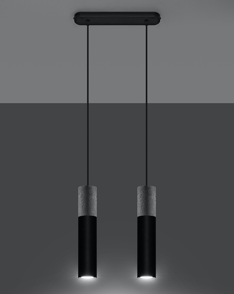 Lampa wisząca BORGIO 2 czarna + 2x Żarówka LED GU-10 4000K Zimna 7W 630lm