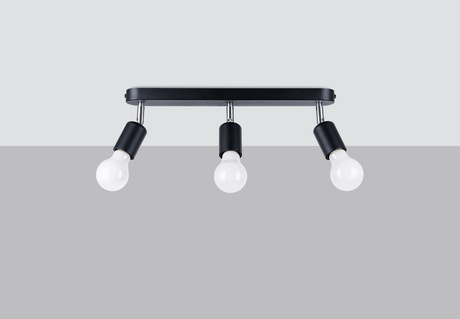 Plafon FORNES 3 czarny + 3x Żarówka LED E27 4000K Zimna 7,5W 690lm