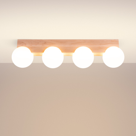 Plafon BULBO 4 naturalne drewno + 4x Żarówka LED G9 3000K Ciepła 4,5W 450lm