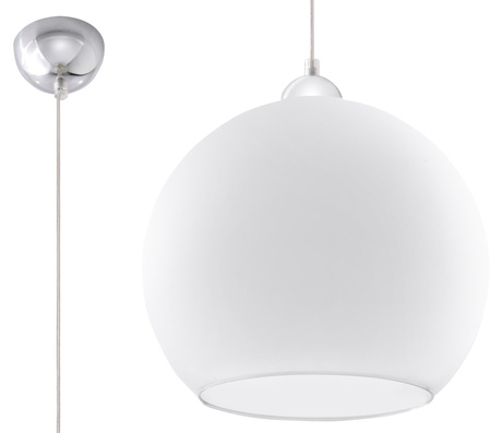 Lampa wisząca BALL biały + 1x Żarówka LED E27 4000K Zimna 7,5W 650lm