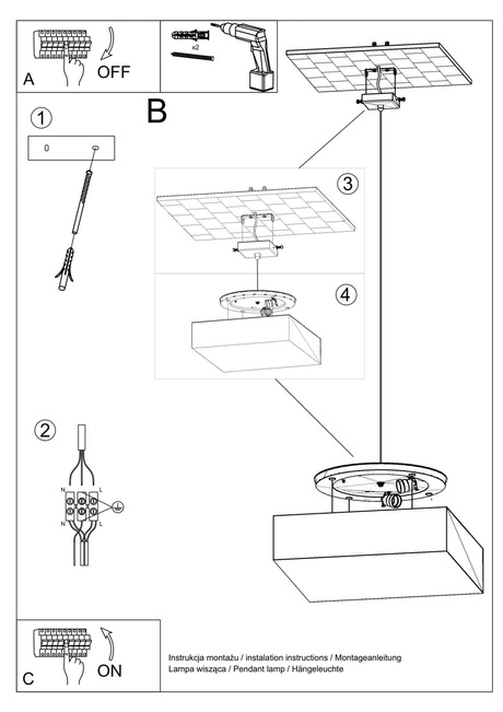 Lampa wisząca HORUS 45 CZARNA