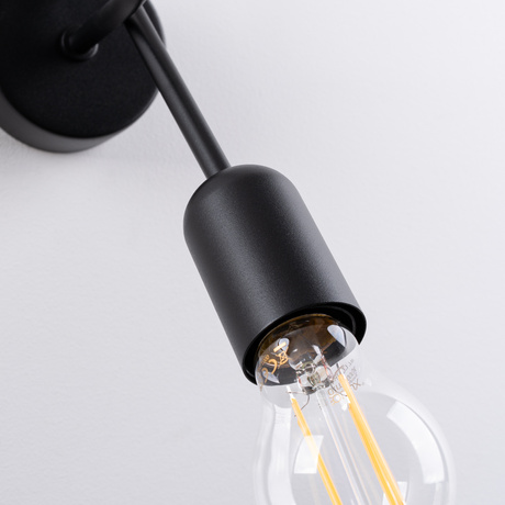 Kinkiet SUPEŁ czarny + 1X Żarówka LED E27 3000K 7W 760lm