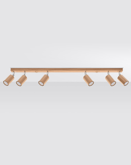 Plafon ZEKE 6 dąb + 6x Żarówka LED GU-10 4000K Zimna 7W 630lm